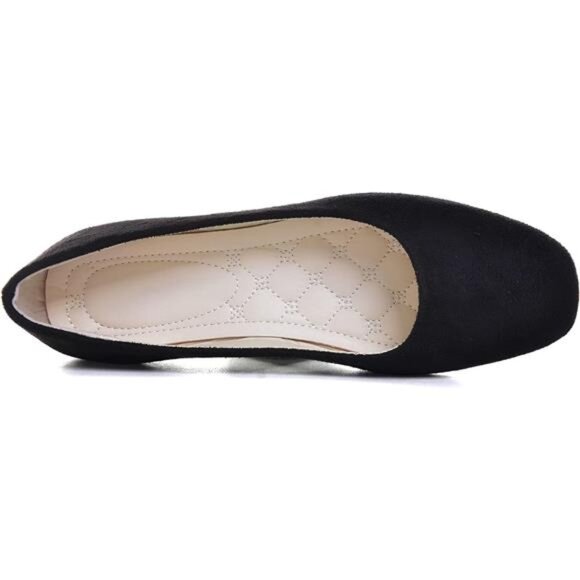 Zhou Women Comfort Square Toe Ballets Flats, Slip On Classical Walking Shoes - Picture 5 of 8